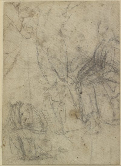 Rough Sketches of Kneeling Figures (verso) by Raffaello Sanzio Raphael